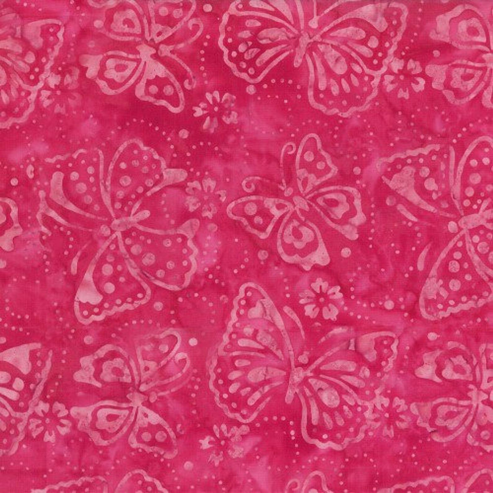 Wilmington WP22192333 Dark Pink Butterflies Batik Fabric
