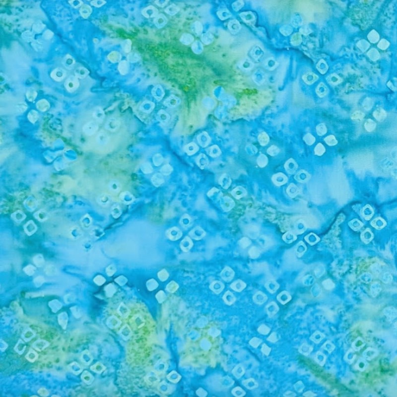 Batik Textiles - 4223 - Blue Green Floral Clover - Remnants of Summer