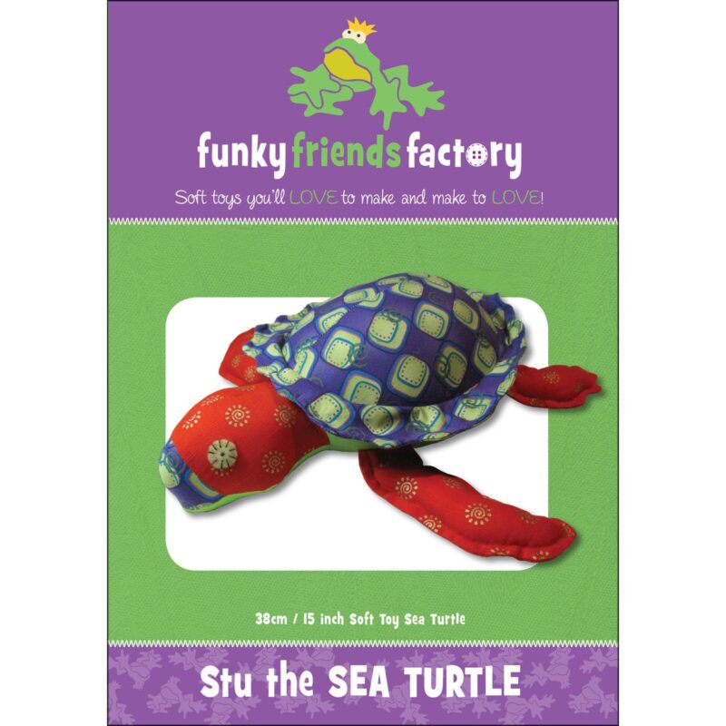 Stu Sea Turtle – Stuffed Animal Toy Sewing Pattern – Funky Friends Factory  – Cute Adorable Squeeze – CREEKSIDE QUILTS