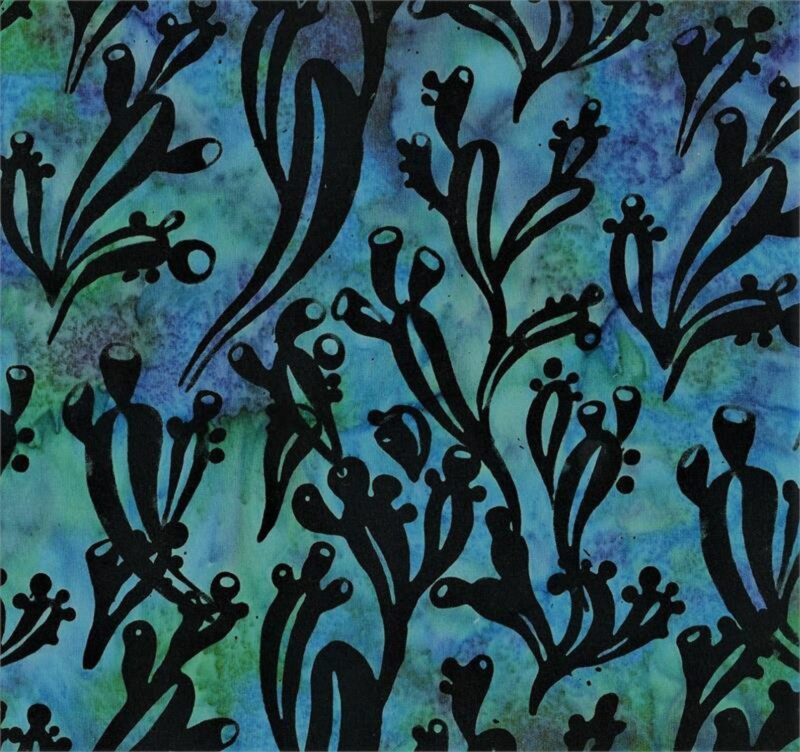 Batik Textiles - 4952 - Black Blue Green Cactus - Indian Summer Fabric Blender - Image 3