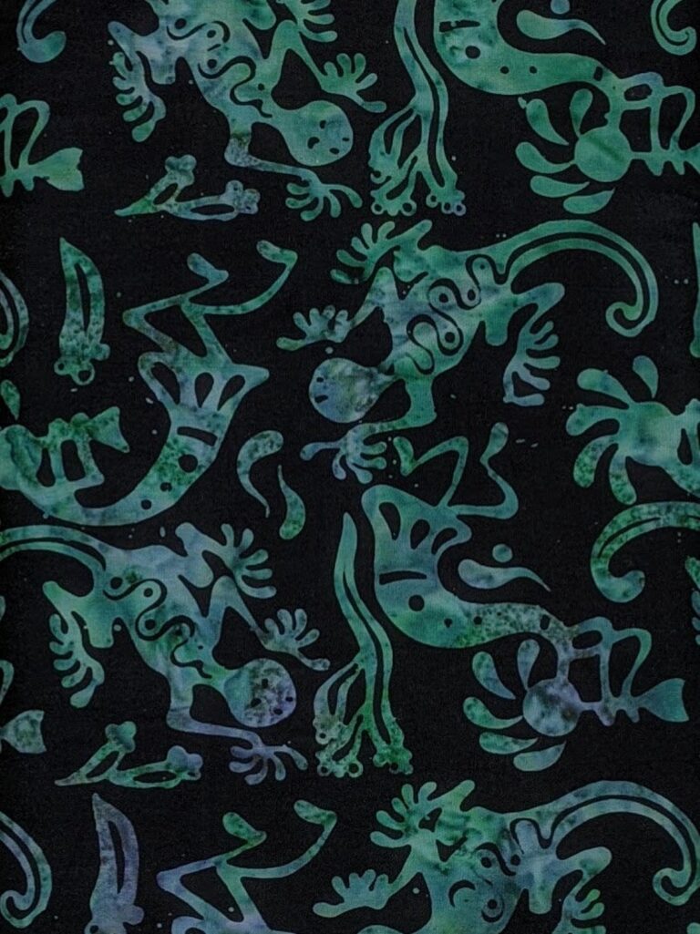 Batik Textiles 4959 Green Black Kokopelli Lizard Indian Summer