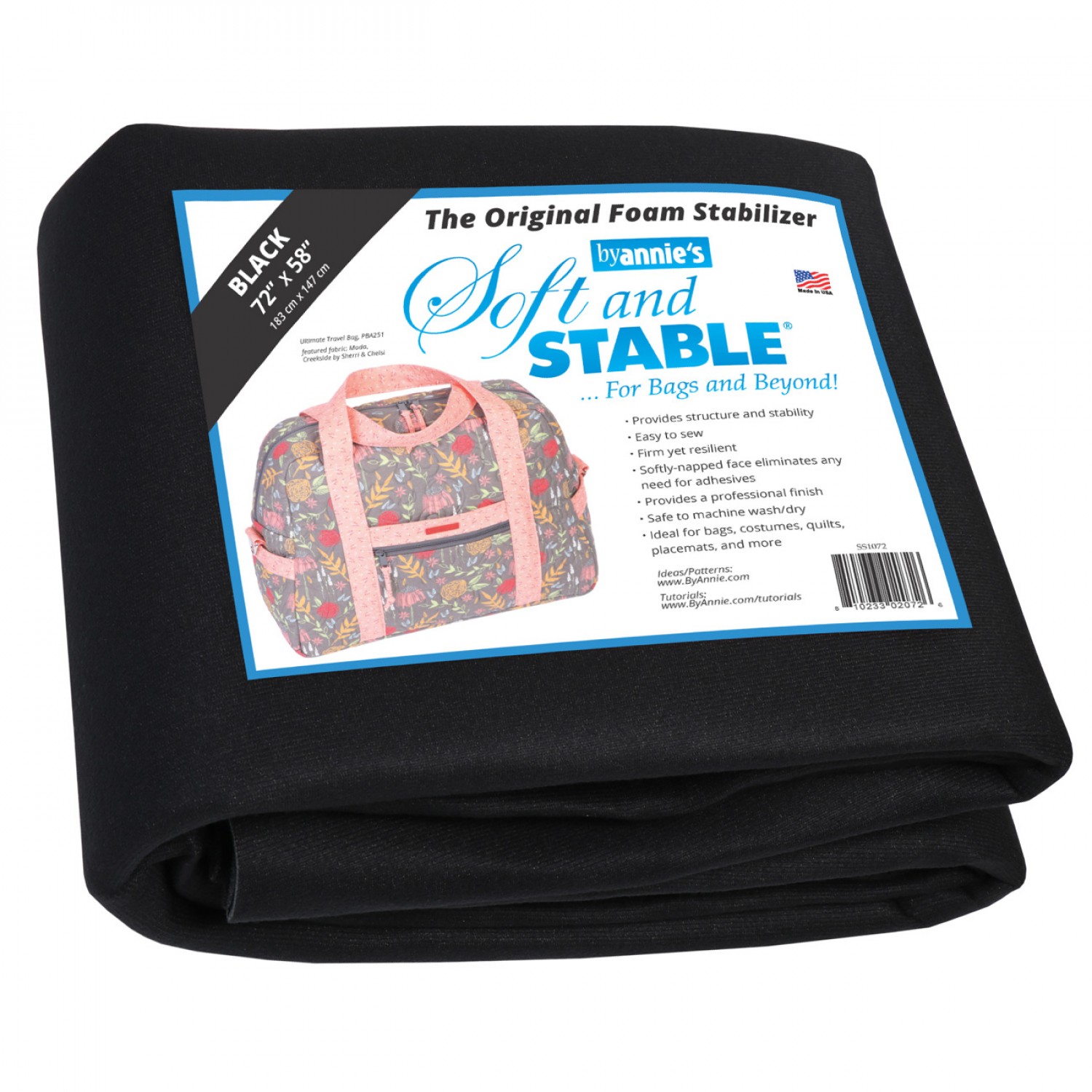 Soft and Stable Black 100% Polyester Stabilizer 72 x 58 Batting By Annie  SS1072