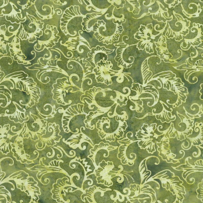 Island Batik - IB 112212650 - Green Gecko Floral Leaves - Victorian