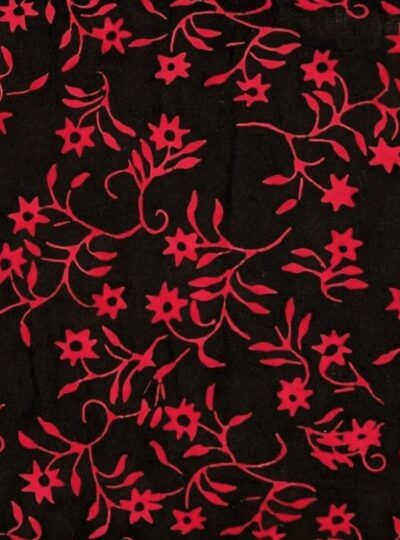Batik Fabric By Half-Yard SALE Pink Dot Floral on Rusty Brown Cotton #52M  #C