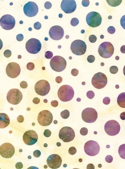 Blue gray and green background with white dots and circles Batik Fabric by  the Yard