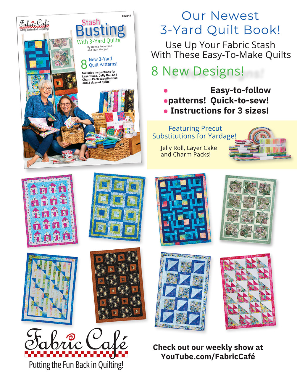 Fast & Fun 3 Yard Quilts Book. 8 Great Quilt Patterns for Using 3 Yards of  Fabric 