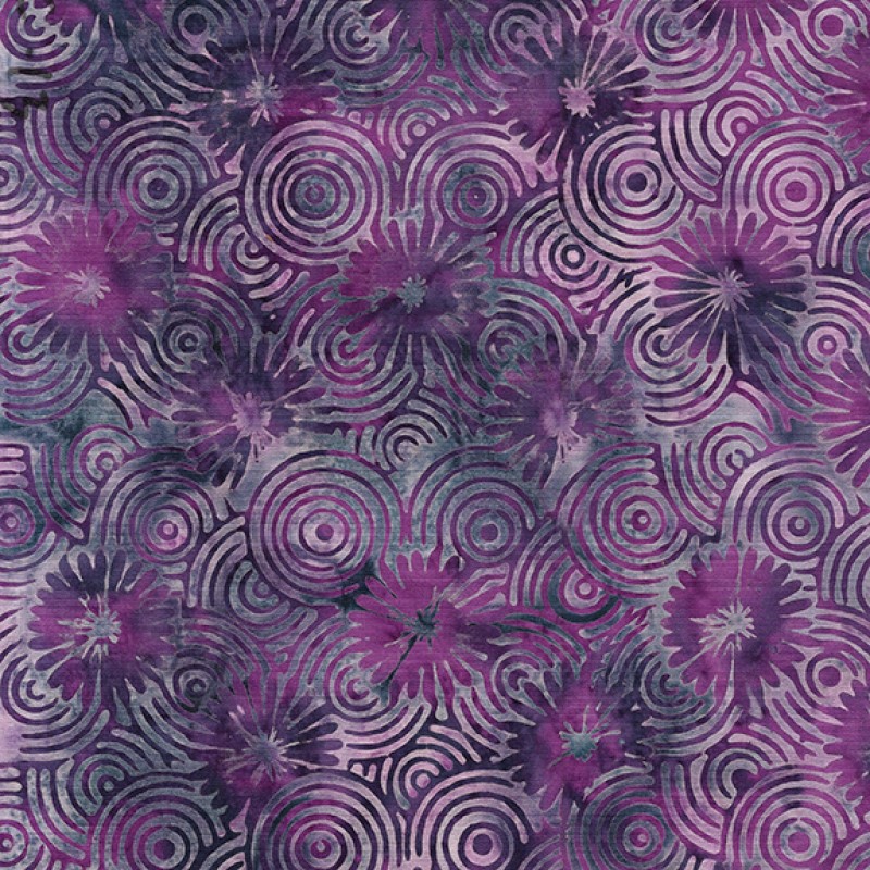 Island Batik - IB 122319405 - Purple Lavender Optic Flower - Heavy Metal