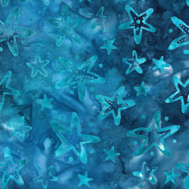 Island Batik - IB 322206570 - Blue Cornflower Sea Stars - Sea Cookies