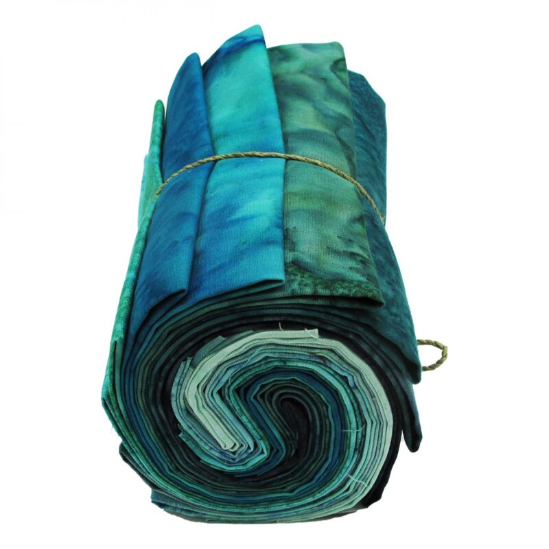 Hoffman California - Teal 1895-21 FQ Bundle - Teal Treasures - 12 Batik Fabrics