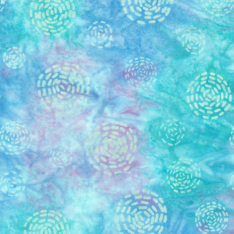 Island Batik - IB 812405827 - Multi Blue Pink Confetti Stitched Circles - Tranquil Moments