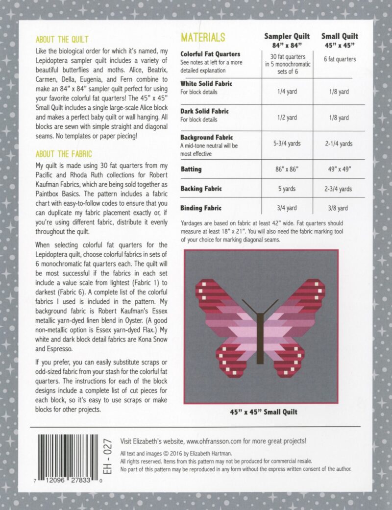 Lepidoptera Quilt Pattern - Elizabeth Hartman - Image 2