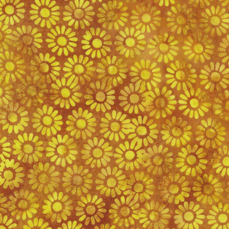 Island Batik - IB 112431267 - Gold Ochre Medium Daisy - Twilight
