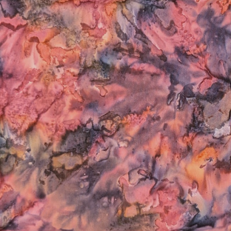 Batik Textiles - 7002 - Burgundy Indigo Orange Watercolor - Fabric Blender