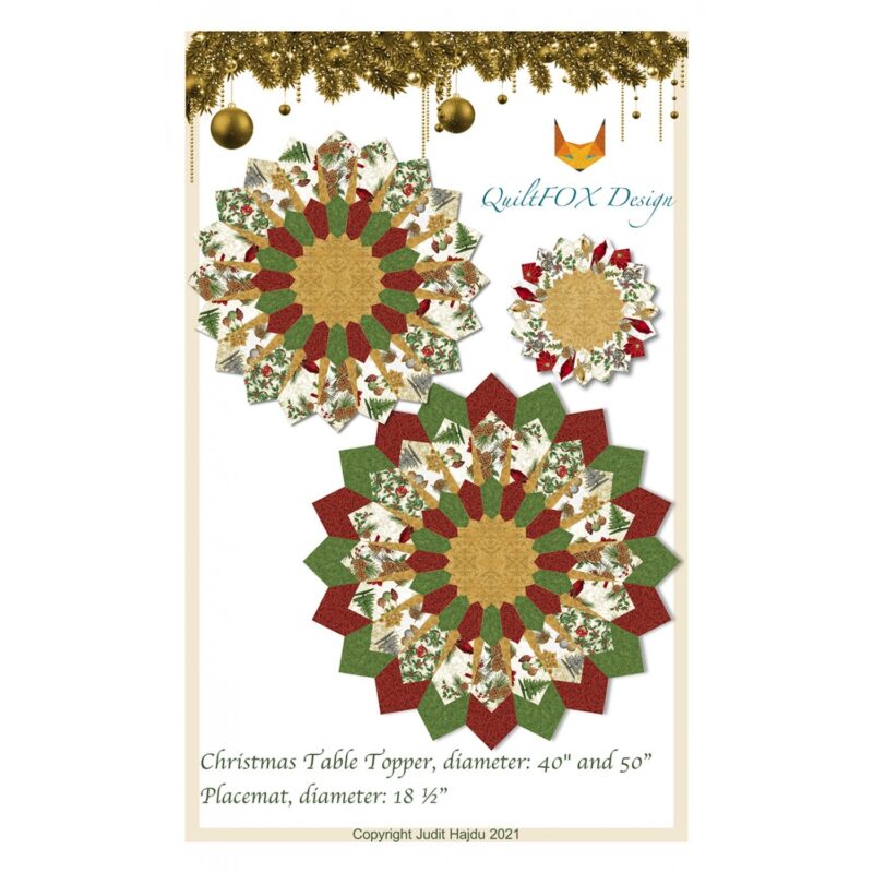 Christmas Table Topper and Placemats Quilt Pattern - QuiltFOX Design - Judit Hajdu