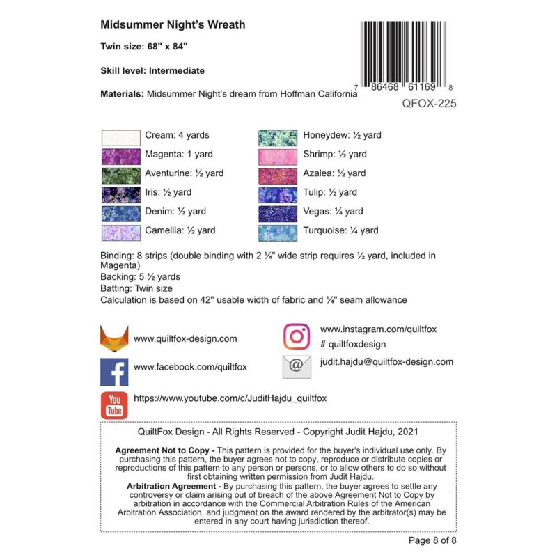 Midsummer Night's Wreath Quilt Pattern - QuiltFOX Design - Judit Hajdu - Image 2