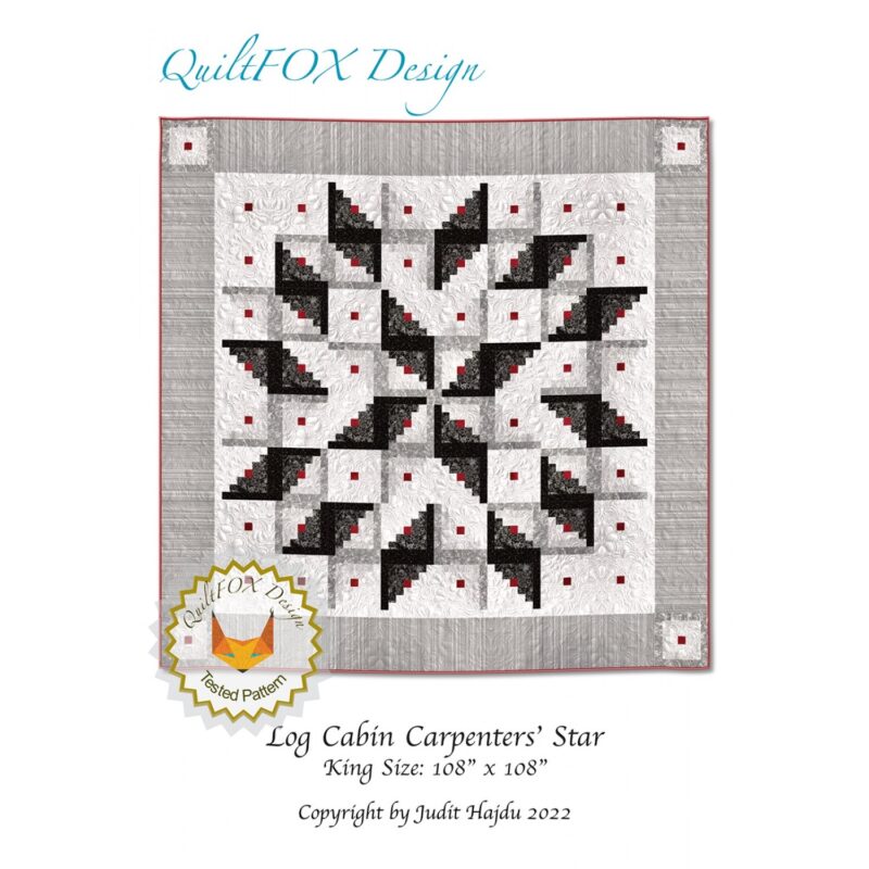Log Cabin Carpenters Star Quilt Pattern - QuiltFOX Design - Judit Hajdu