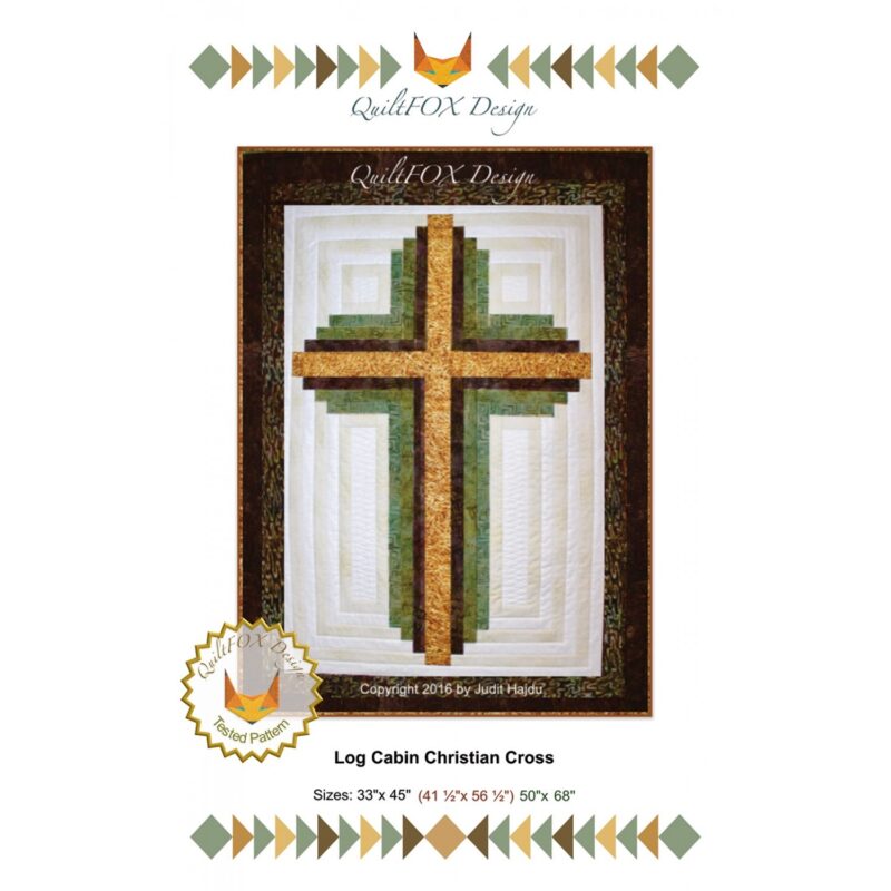 Log Cabin Christian Cross Quilt Pattern - QuiltFOX Design - Judit Hajdu