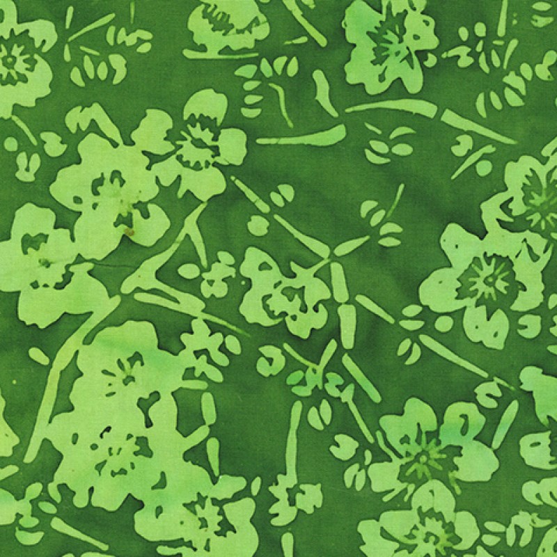Anthology - 2697Q-X Green Bamboo Floral - Juniper - Batik Fabric