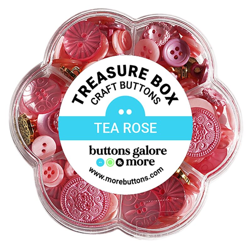 Treasure Box Craft Buttons - Tea Rose - Assorted Sizes and Styles