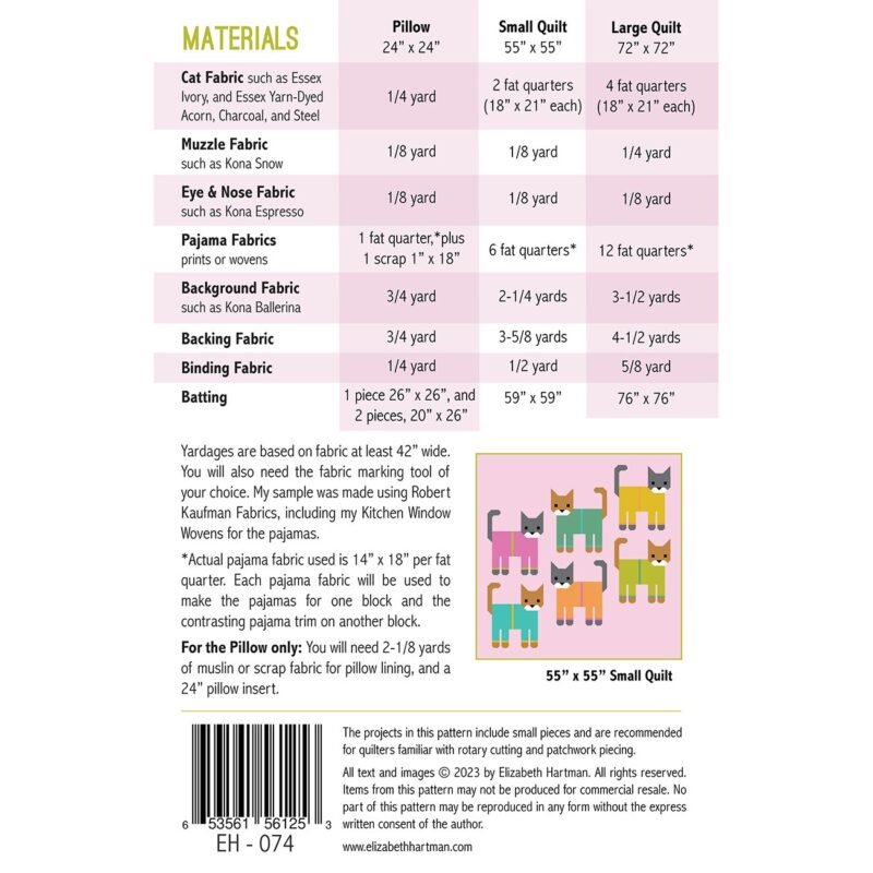 Cats in Pajamas Quilt Pattern - Elizabeth Hartman - Image 2