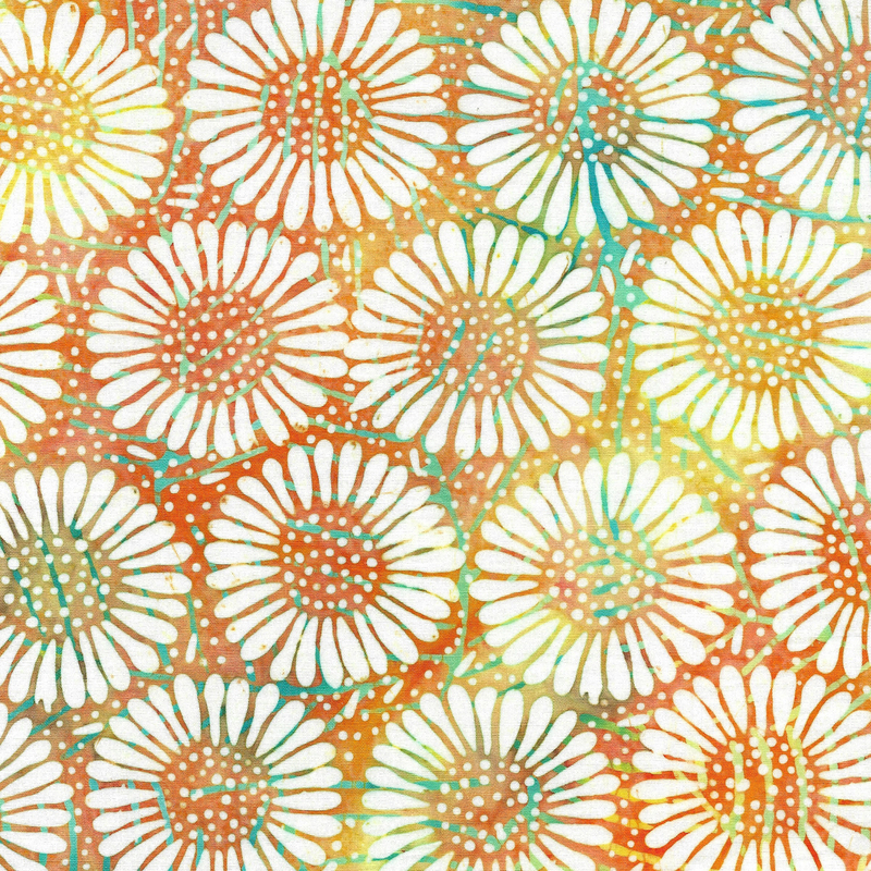 Island Batik - IB 112430270 - Orange Cheddar Large Daisy - Daisy May