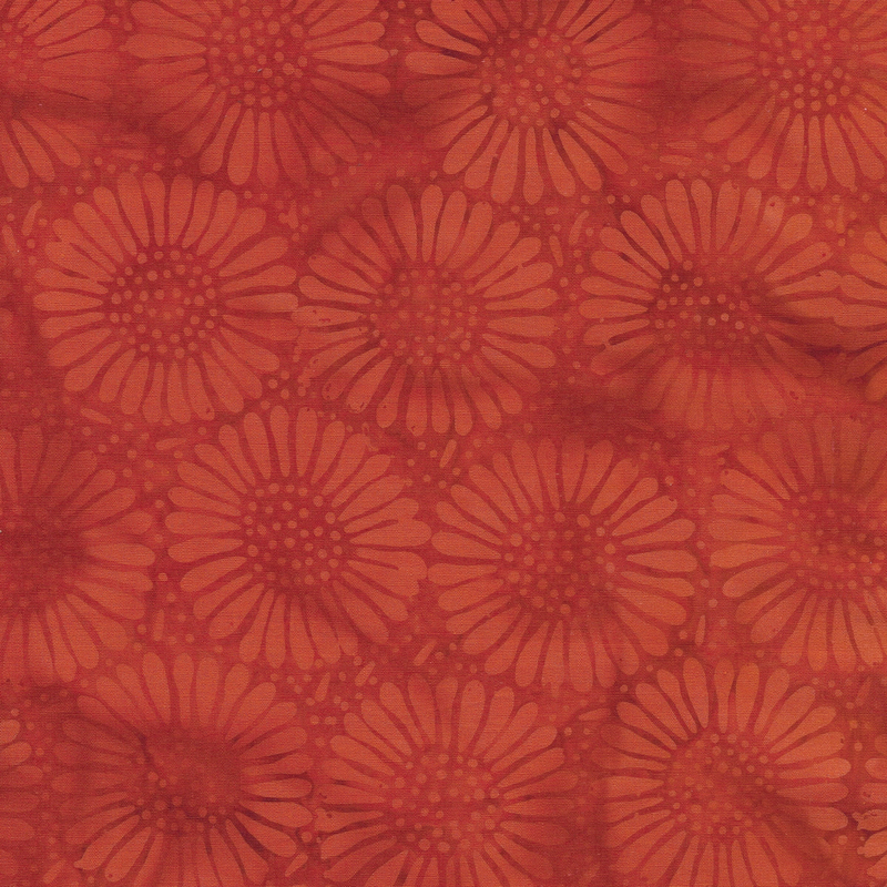 Island Batik - IB 112430295 - Red Scarlet Large Daisy - Flora Nova