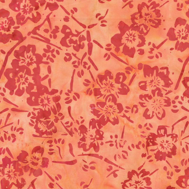 Anthology - 2711Q-X Peach Bamboo Floral - Carnelian - Batik Fabric