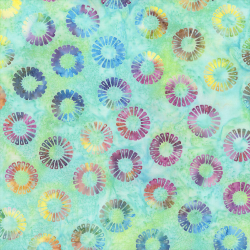 Anthology - 3644Q-X Spearmint Petal Wheels - Lollypop by JdJ - Batik Fabric