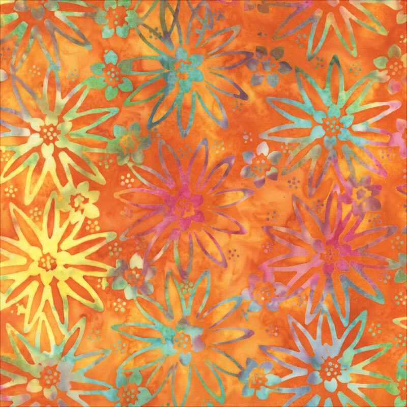 Anthology - 3650Q-X Orange Star Flower - Tropical by JdJ - Batik Fabric
