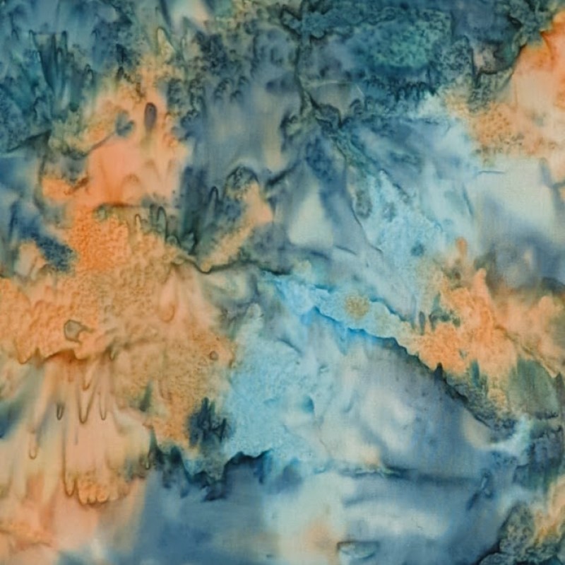 Batik Textiles - 5752 - Copper Teal Gray Watercolor - Ocean Breeze