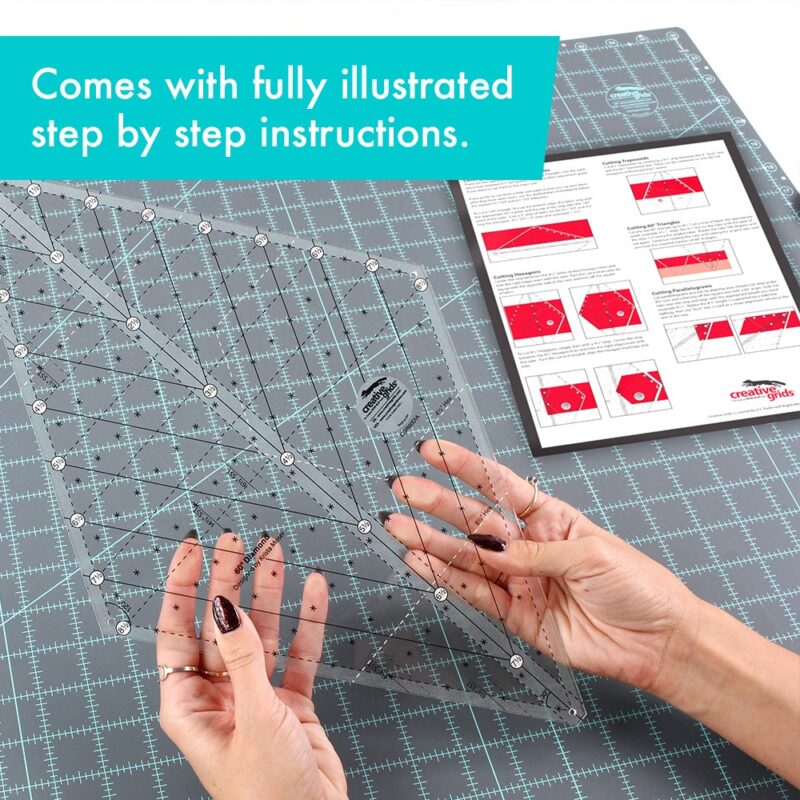 Large 60 Degree Diamond Ruler - Creative Grids - Clear Non-Slip Grip Precision Tool - Image 7