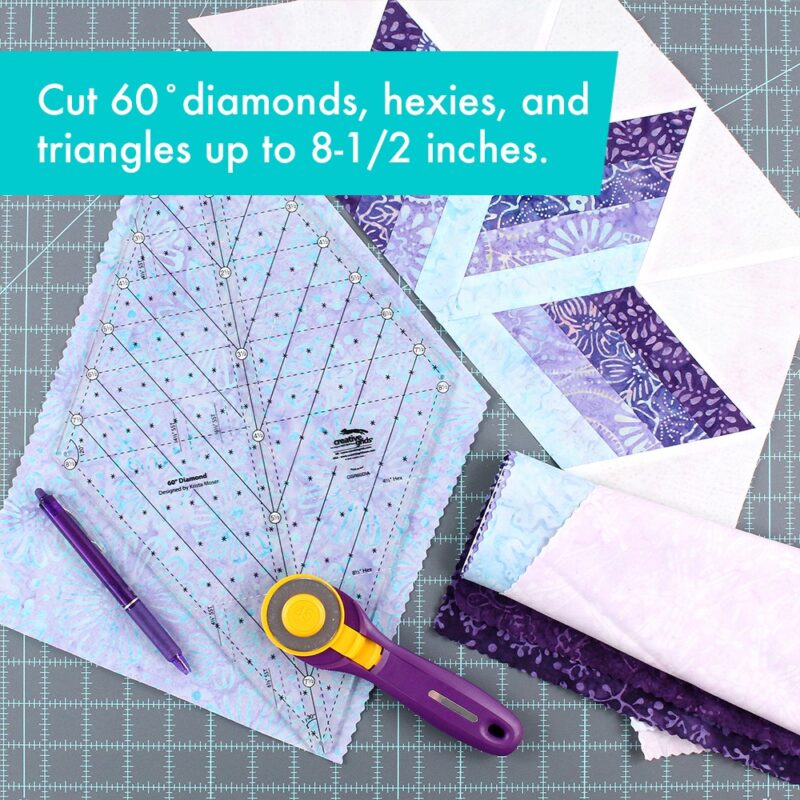 Large 60 Degree Diamond Ruler - Creative Grids - Clear Non-Slip Grip Precision Tool - Image 8