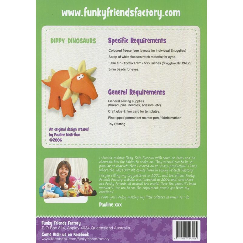 Dippy Dinosaurs - Sewing Pattern - Funky Friends Factory - Pauline McArthur - Image 2