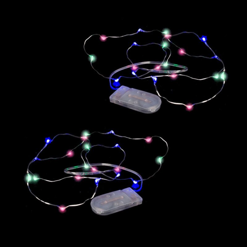 OESD Rainbow Pixie Lights - 20 LED Wire Set - 2 Pack - Includes Batteries, Replaceable