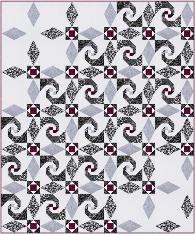 Sunset at Sea Quilt Pattern - Quiltachusetts - Heather Black - Image 3