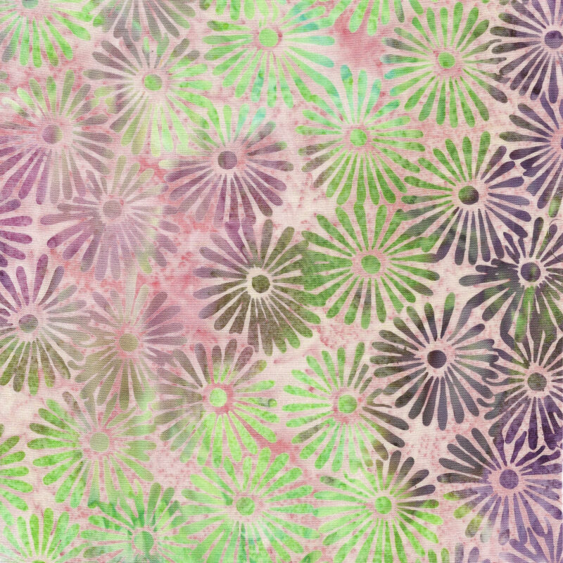 Island Batik - IB 122421305 - Red Shell Daisy - Meadow Hues