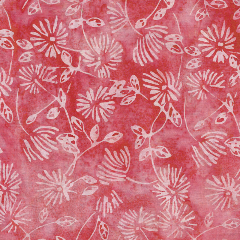 Island Batik - IB 122426330 - Red Flamingo Flowers and Sprigs - Meadow Hues