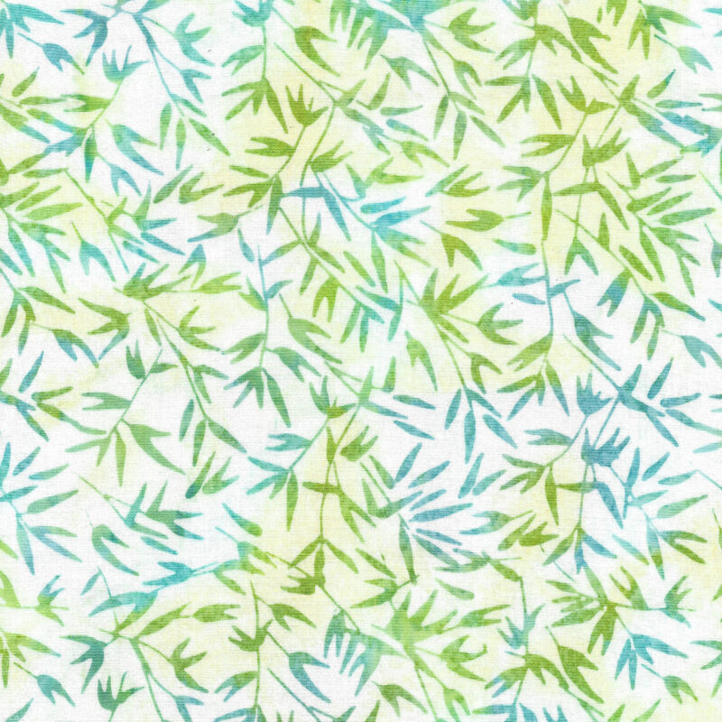 Island Batik - IB 122428700 - White Bamboo Leaves - Petal Poetry