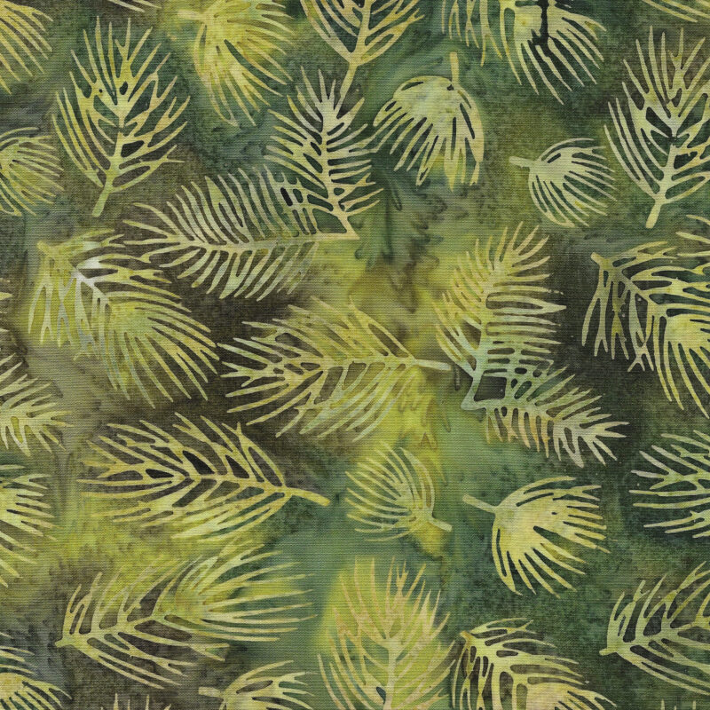 Island Batik - IB 122447830 - Multi Green Yellow Glacier Pine Needles - Whispering Woods