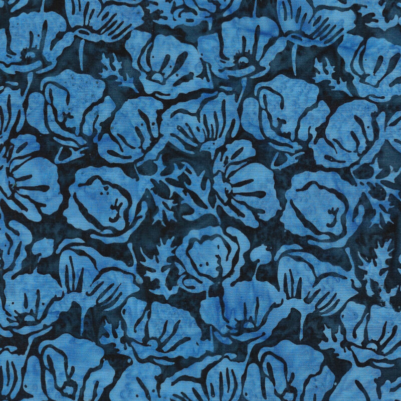 Island Batik - IB 122456585 - Blue Navy Poppies Floral - Jubilee