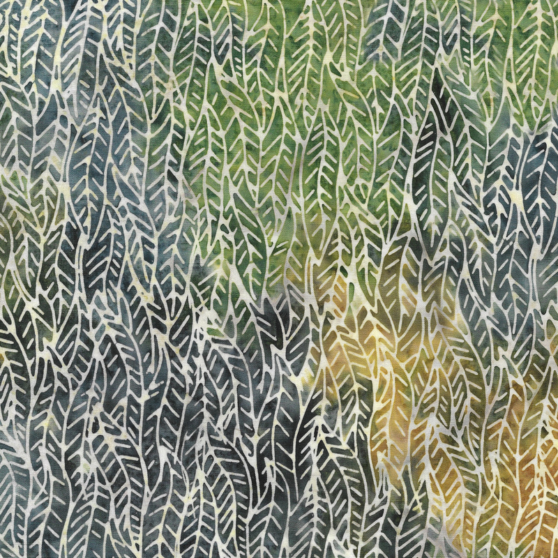 Island Batik - IB 322403811 - Multi Green Grey Gold Braided Leaves - Earthly Stories