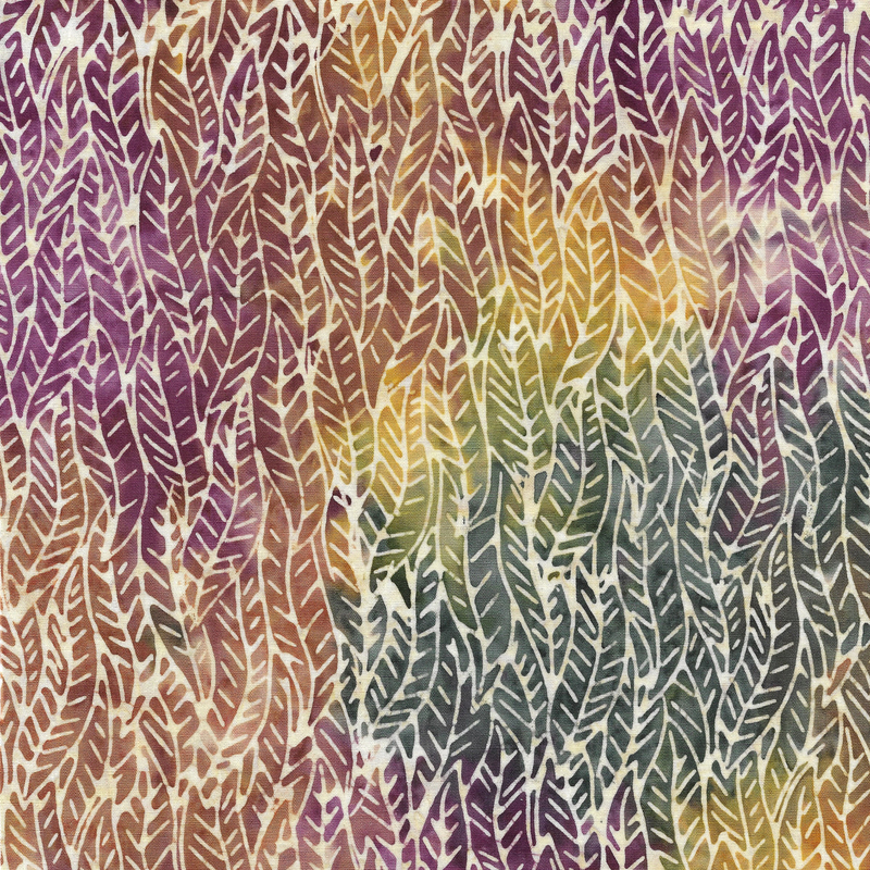 Island Batik - IB 322403814 - Multi Purple Grey Yellow Braided Leaves - Earthly Stories