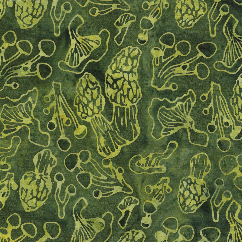 Island Batik - IB 622401682 - Green Frog Mushroom Time - Forest Flora