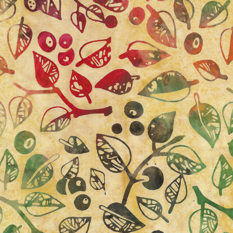 Island Batik - IB 622406203 - Yellow Parchment Berries and Leaves - Forest Flora