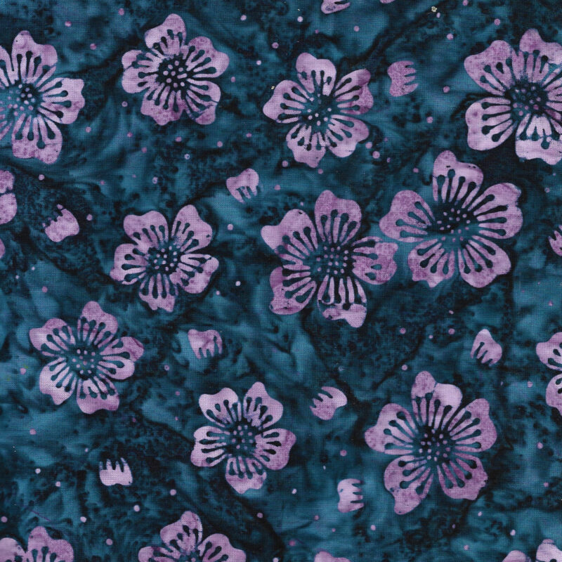 Island Batik - IB 712409590 - Blue Storm Medium Floral - Shadow Blooms