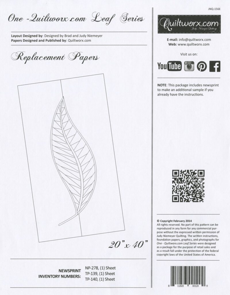 One Leaf Series - FPP Table Runner REPLACEMENT PAPERS - Quiltworx - Judy Neimeyer