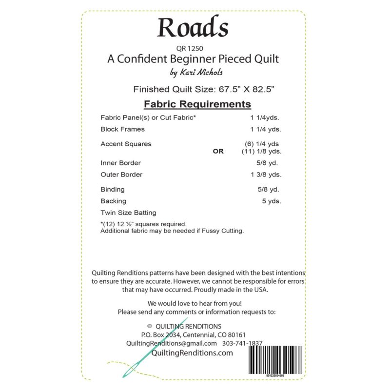 Roads Quilt Pattern - Quilting Renditions - Kari Nichols - Image 2