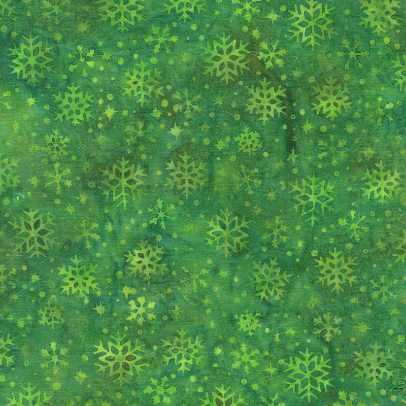 Island Batik - IB 122401682 - Green Frog Snowflakes - Merry Moments