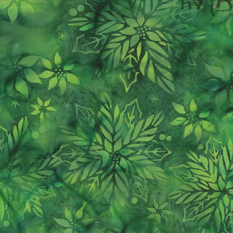 Island Batik - IB 122402680 - Green Spinach Poinsettia Floral - Merry Moments