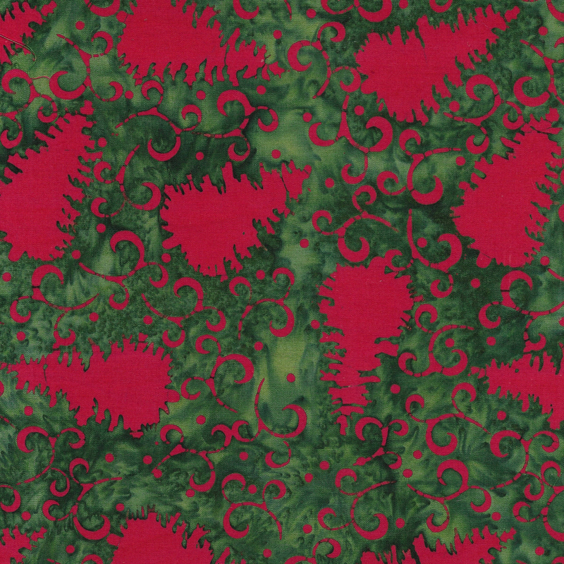 Island Batik - IB 122403695 - Green Hunter Christmas Tree Spirals - Merry Moments